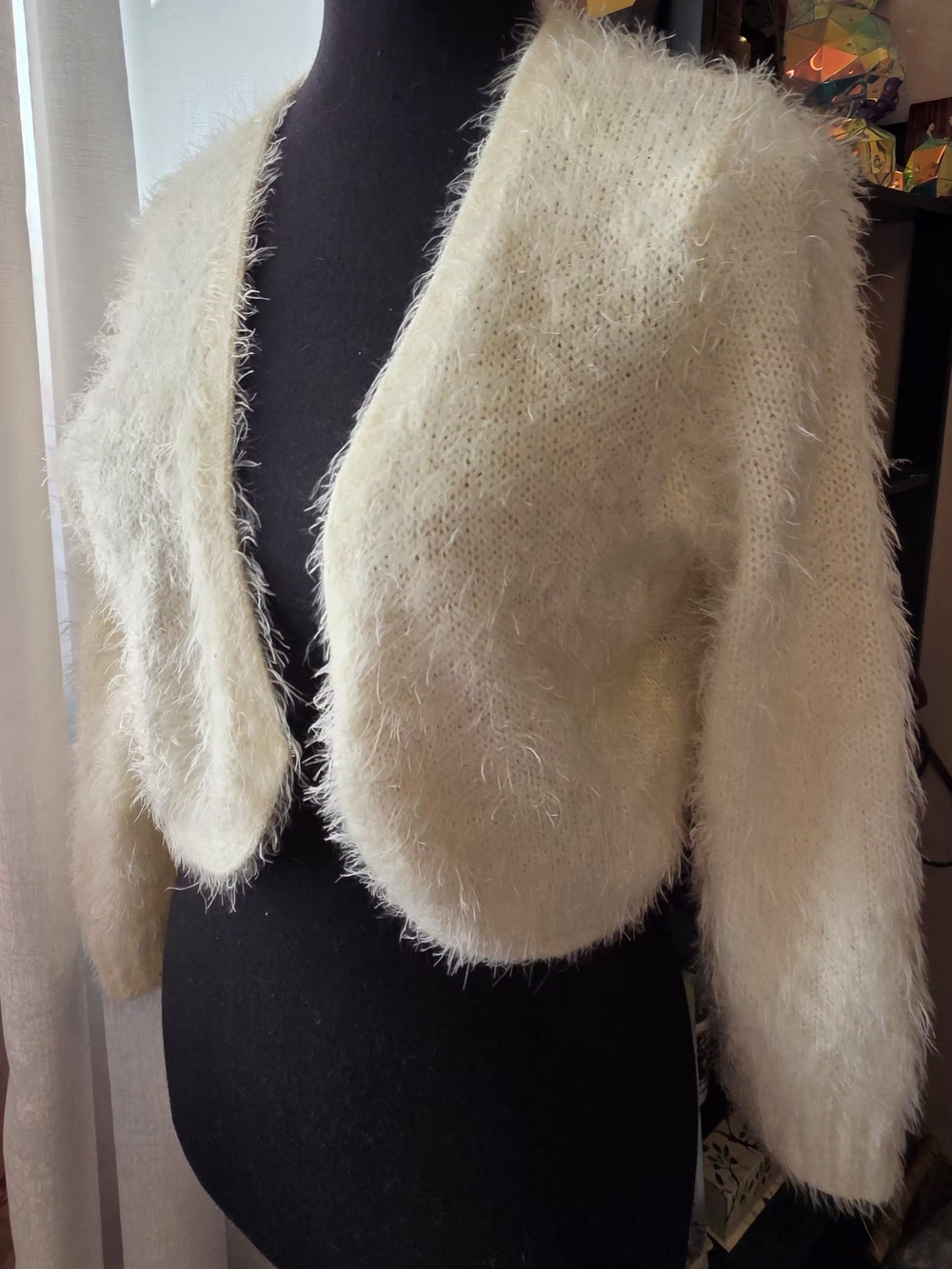 Kismet Cream Fuzzy Open-Front Shrug